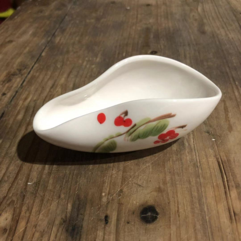 Linguriță de ceai din porțelan albastru-alb pentru ceremonia Gongfu — linguriță din ceramică pentru frunze de ceai, cu siglă