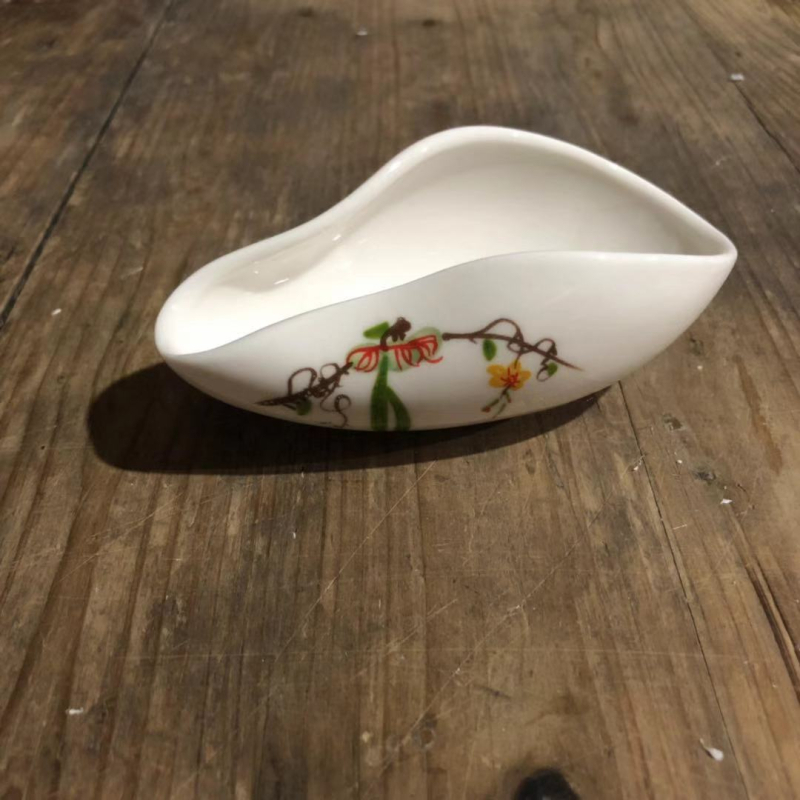 Linguriță de ceai din porțelan albastru-alb pentru ceremonia Gongfu — linguriță din ceramică pentru frunze de ceai, cu siglă