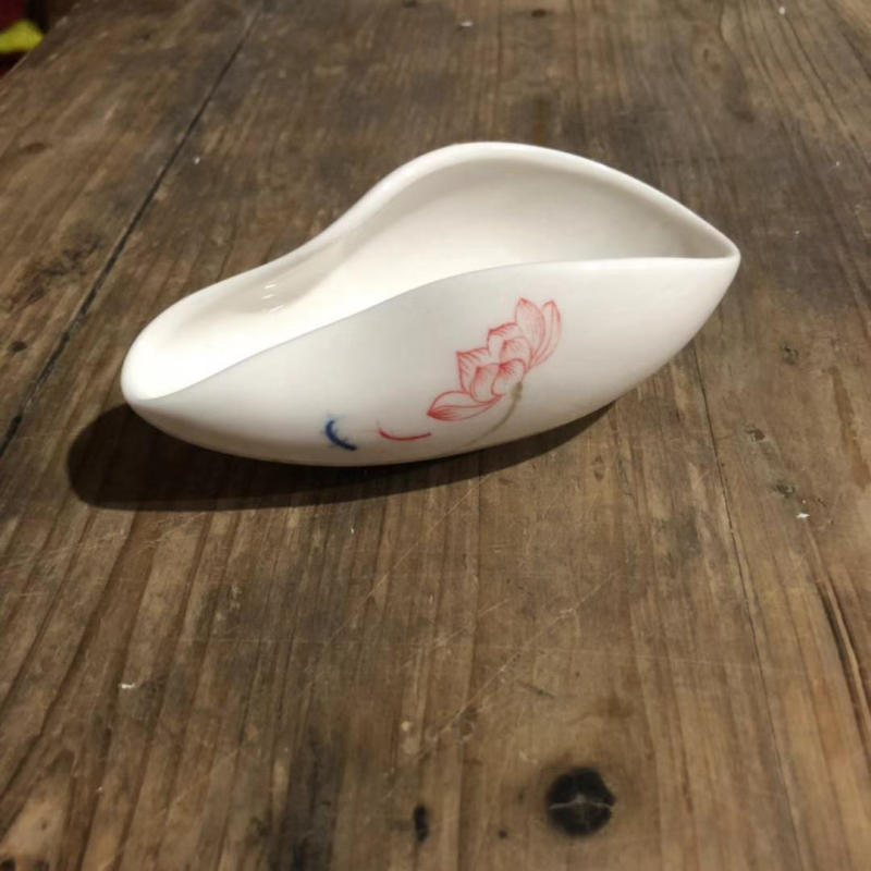 Linguriță de ceai din porțelan albastru-alb pentru ceremonia Gongfu — linguriță din ceramică pentru frunze de ceai, cu siglă