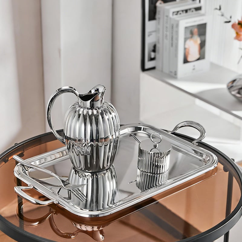 Carafă de apă din oțel inoxidabil, în stil nordic, pentru uz casnic, decor pentru masa de cafea din living, model glaciar, personalizare disponibilă, cadou ideal de casă nouă.