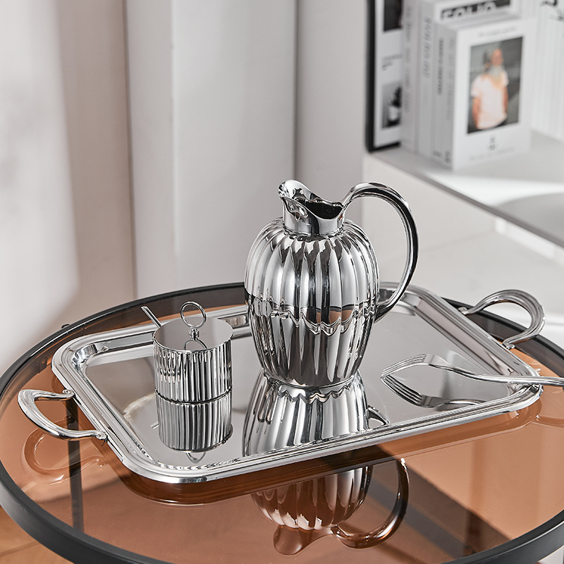 Carafă de apă din oțel inoxidabil, în stil nordic, pentru uz casnic, decor pentru masa de cafea din living, model glaciar, personalizare disponibilă, cadou ideal de casă nouă.