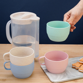Set minimalist din plastic pentru acasă: ceainic și cești, 1,6 L, rezistent la temperaturi, pentru ceai și băuturi