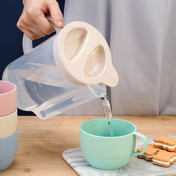 Set minimalist din plastic pentru acasă: ceainic și cești, 1,6 L, rezistent la temperaturi, pentru ceai și băuturi