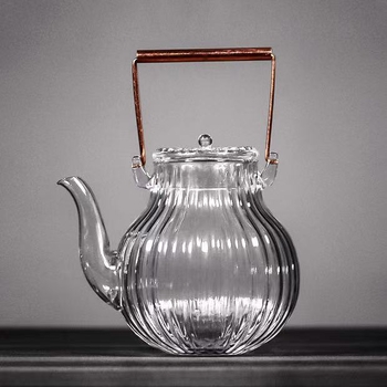 Ceainic de uz casnic din sticlă borosilicat transparentă, poate fi încălzit pe plită electrică ceramică, ceainic cu model de crizantemă