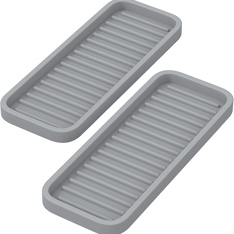 Tavă de drenaj din silicon pentru bucătărie și baie, covoraș de uscare pentru vase și săpunieră