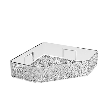 Raft de baie triunghiular, montat pe perete, fără găuri, design ușor lux, model glaciar, spațiu de depozitare pentru duș și chiuvetă