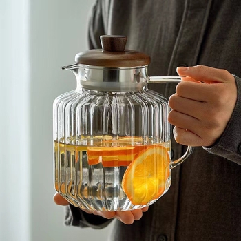 Ceainic din sticlă borosilicată, rezistent la temperaturi, transparent, cu capacitate mare, pentru ceai și apă rece, potrivit pentru încălzire pe plită ceramică electrică