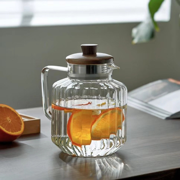 Ceainic din sticlă borosilicată, rezistent la temperaturi, transparent, cu capacitate mare, pentru ceai și apă rece, potrivit pentru încălzire pe plită ceramică electrică