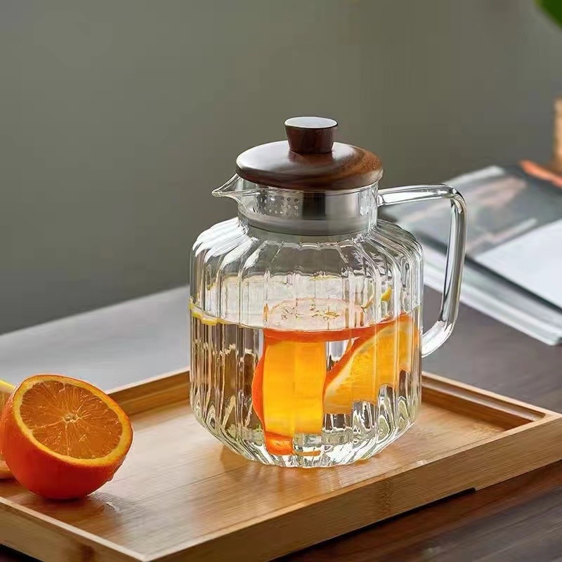 Ceainic din sticlă borosilicată, rezistent la temperaturi, transparent, cu capacitate mare, pentru ceai și apă rece, potrivit pentru încălzire pe plită ceramică electrică