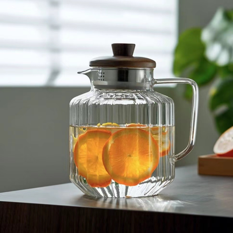 Ceainic din sticlă borosilicată, rezistent la temperaturi, transparent, cu capacitate mare, pentru ceai și apă rece, potrivit pentru încălzire pe plită ceramică electrică