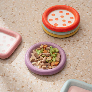 Керамична подглазурна купа за домашни любимци, котешка купа с голям диаметър, антиразлив дизайн, за храна на котки и кучета