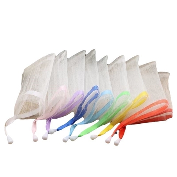 Sac de plasă cu două straturi, lucrat manual, pentru săpun, gel de duș și demachiant pentru față