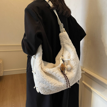 Nova ženska torba za ramena i crossbody, velika kapaciteta, pliš materijal, gradski minimalistički dizajn