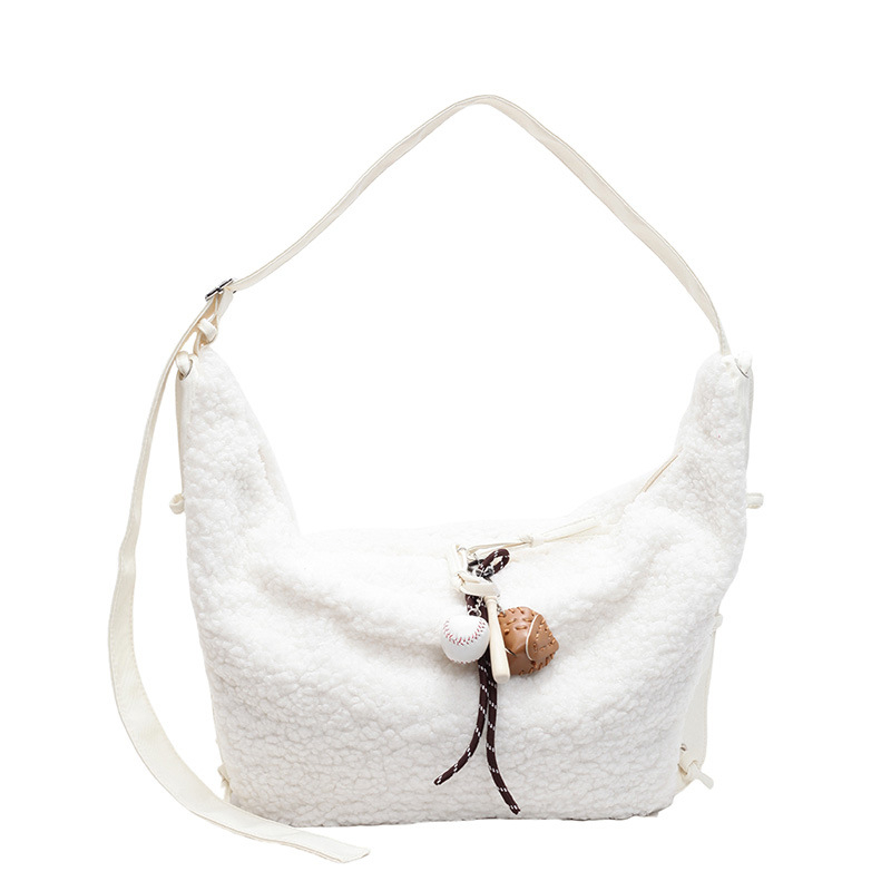 Nova ženska torba za ramena i crossbody, velika kapaciteta, pliš materijal, gradski minimalistički dizajn