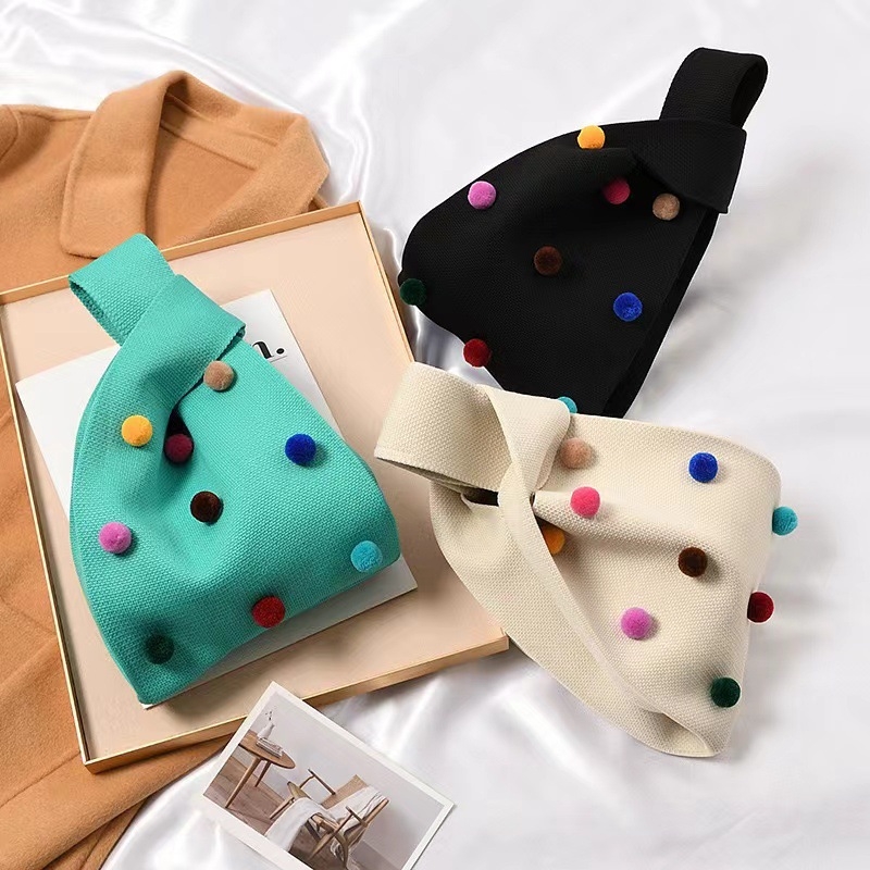 Nova DIY šarena pliš kuglica kanta torba, pletena tote torba, preko ramena za žene