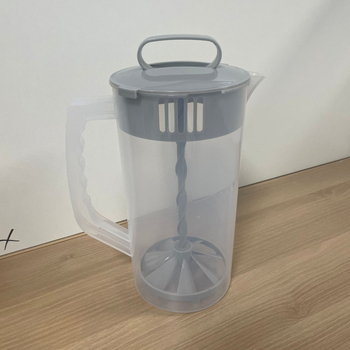 Carafă manuală pentru suc cu agitator spiral din plastic, presă de suc, carafă pentru apă rece, carafă cu felii de lămâie, ustensile pentru ceai cu lapte cu scară