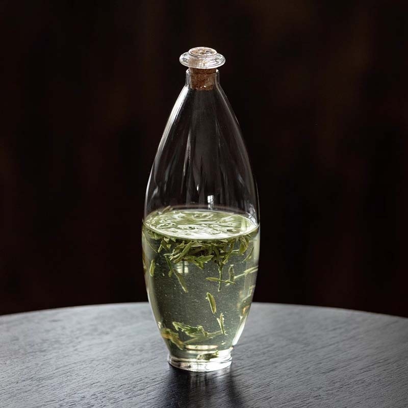 Sticlă din sticlă pentru infuzare la rece a ceaiului verde cu flori, infuzor de ceai transparent, sticlă de apă creativă în stil vază, rezistentă la căldură, sticlă de vin goală, îngroșată