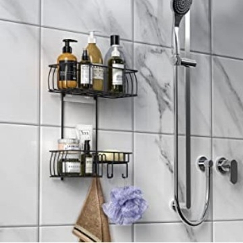 Raft de duș din oțel, design modern minimalist, organizator suspendat pentru baie, montaj fără găuri