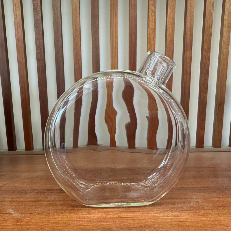 Set ceainic din sticlă borosilicată, cu căni în formă de segmente de bambus, capacitate mare, design chinezesc în stil Song, posibilitatea personalizării logo-ului