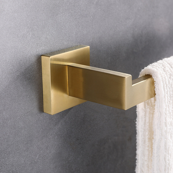 Bară de prosoape din oțel inoxidabil 304, tijă unică, design pătrat, finisaj negru-auriu mat