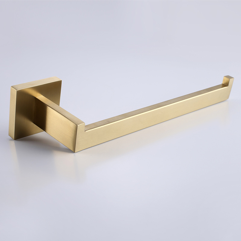 Bară de prosoape din oțel inoxidabil 304, tijă unică, design pătrat, finisaj negru-auriu mat