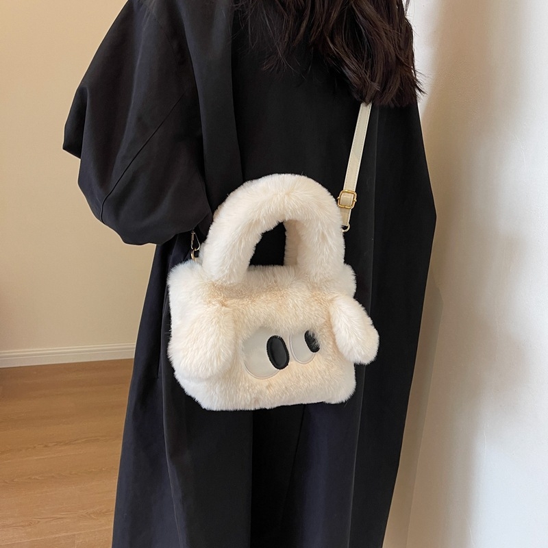 2025 pliš bucket torba s slatkim psićem i velikim očima, ljetni trend, mala crossbody torba