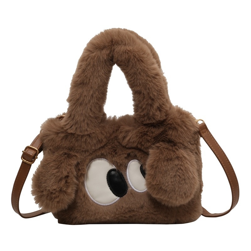 2025 pliš bucket torba s slatkim psićem i velikim očima, ljetni trend, mala crossbody torba