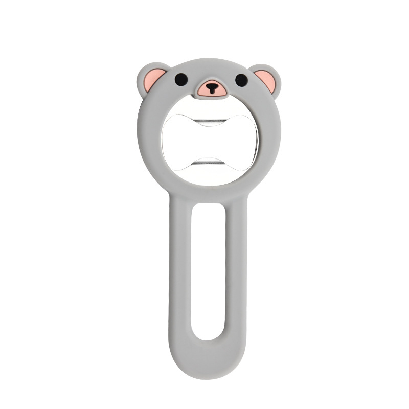 Deschizător magnetic pentru sticle, corp din silicon, portabil, design Little Bear, magnet pentru frigider