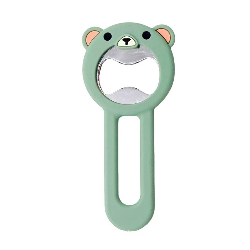 Deschizător magnetic pentru sticle, corp din silicon, portabil, design Little Bear, magnet pentru frigider