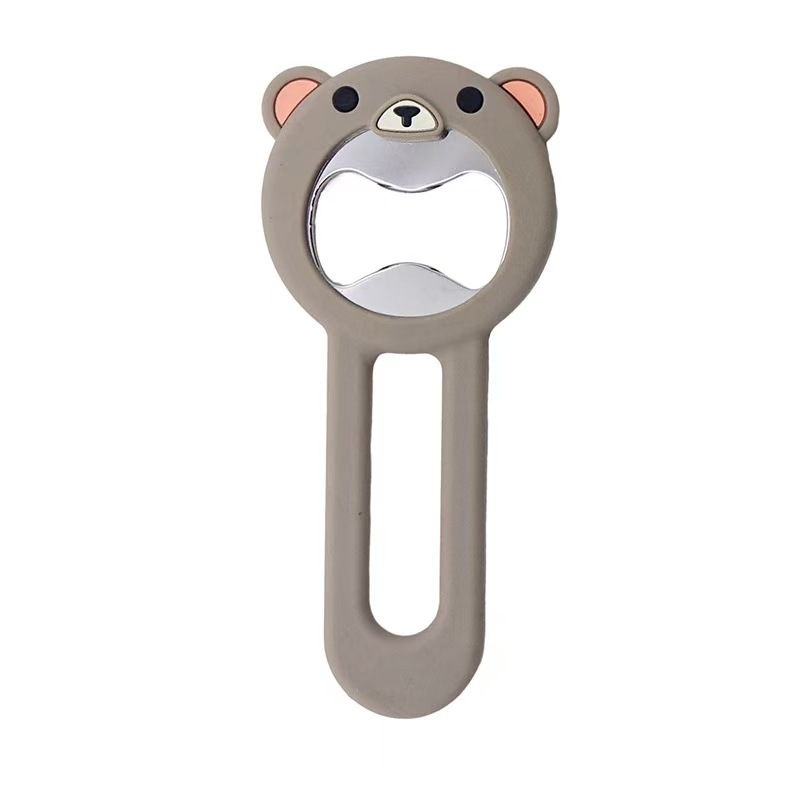 Deschizător magnetic pentru sticle, corp din silicon, portabil, design Little Bear, magnet pentru frigider