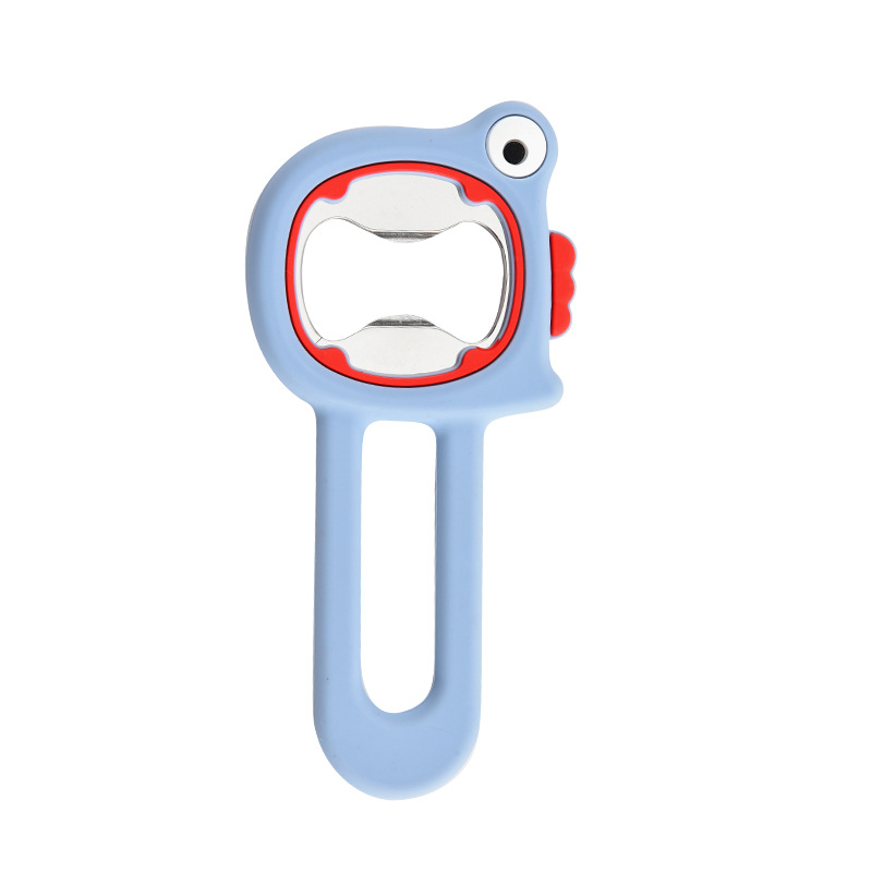 Deschizător magnetic pentru sticle, corp din silicon, portabil, design Little Bear, magnet pentru frigider