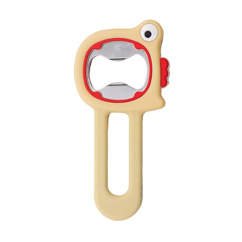 Deschizător magnetic pentru sticle, corp din silicon, portabil, design Little Bear, magnet pentru frigider