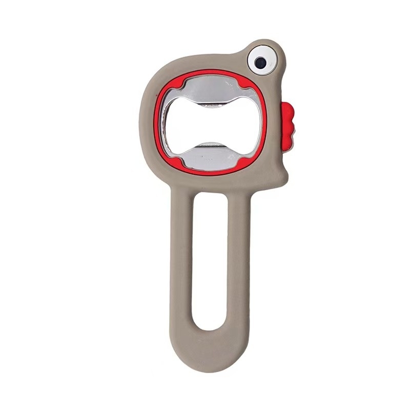Deschizător magnetic pentru sticle, corp din silicon, portabil, design Little Bear, magnet pentru frigider