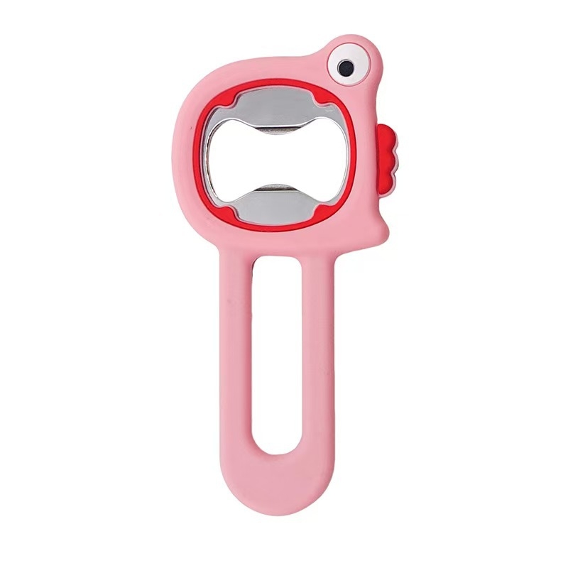 Deschizător magnetic pentru sticle, corp din silicon, portabil, design Little Bear, magnet pentru frigider