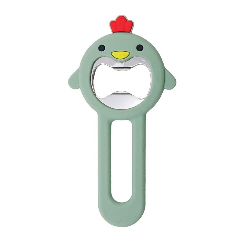 Deschizător magnetic pentru sticle, corp din silicon, portabil, design Little Bear, magnet pentru frigider