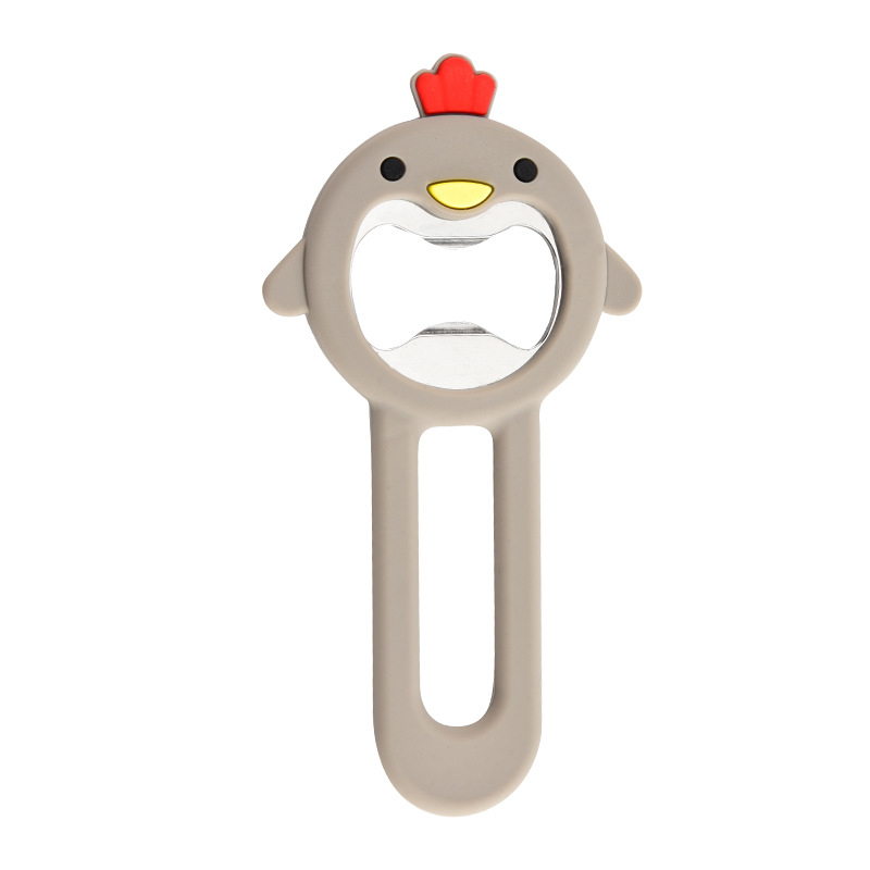 Deschizător magnetic pentru sticle, corp din silicon, portabil, design Little Bear, magnet pentru frigider