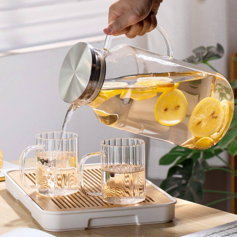 Cană de apă din sticlă borosilicată, 3800 ml, capacitate mare, rezistentă la temperaturi înalte, pentru uz casnic