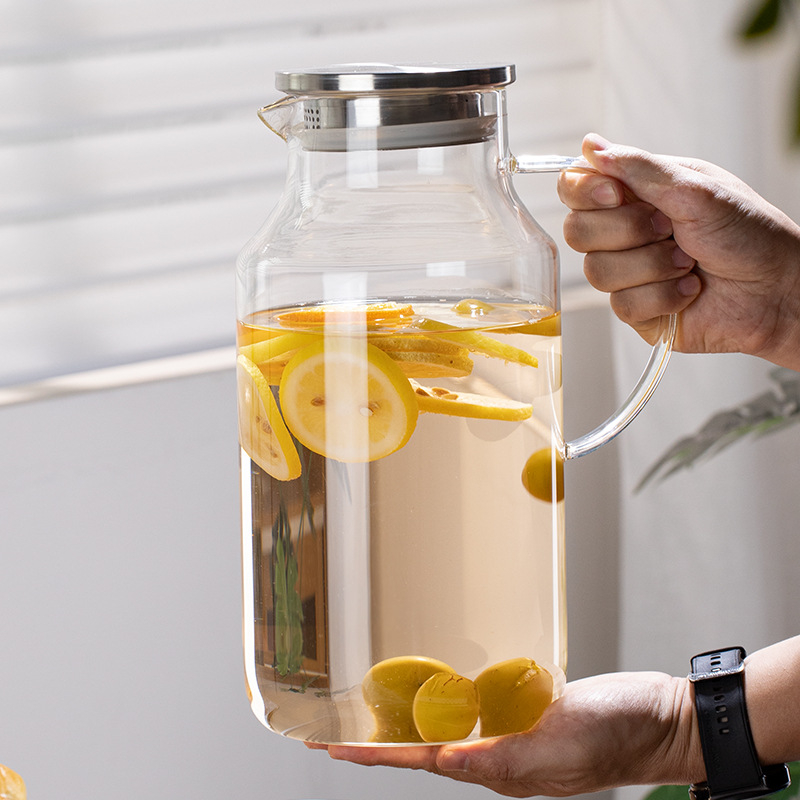 Cană de apă din sticlă borosilicată, 3800 ml, capacitate mare, rezistentă la temperaturi înalte, pentru uz casnic