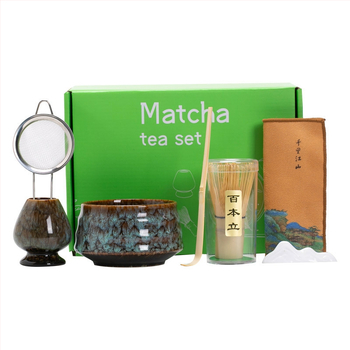 Japonská keramická miska na matcha s metličkou – sada čajovej ceremónie, 400 ml