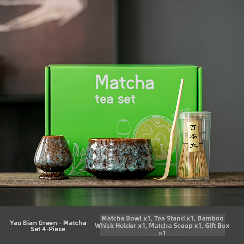 Japonská keramická miska na matcha s metličkou – sada čajovej ceremónie, 400 ml