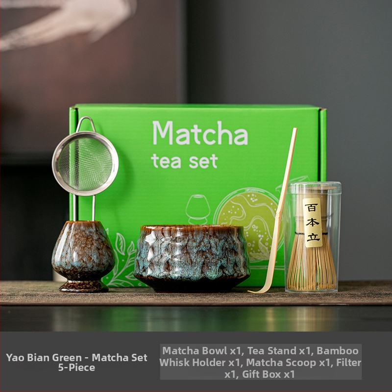 Japonská keramická miska na matcha s metličkou – sada čajovej ceremónie, 400 ml
