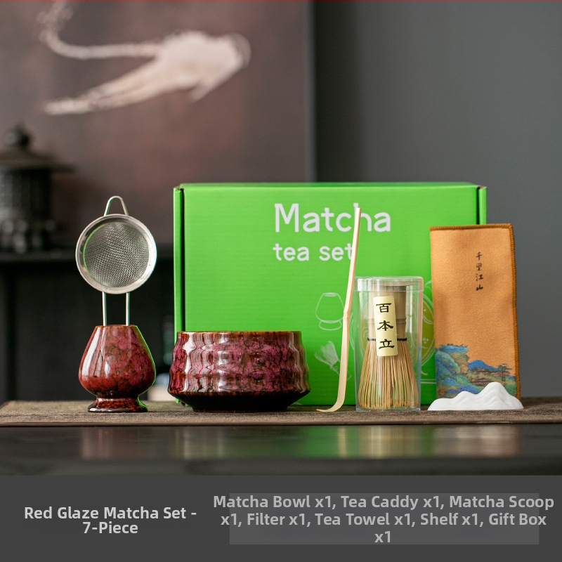 Japonská keramická miska na matcha s metličkou – sada čajovej ceremónie, 400 ml