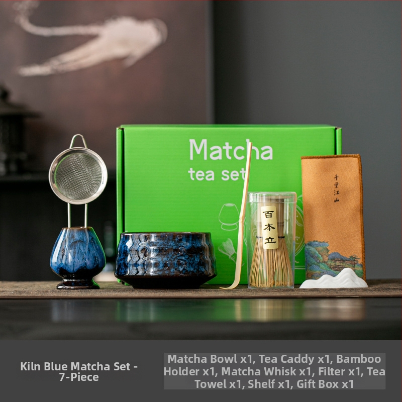 Japonská keramická miska na matcha s metličkou – sada čajovej ceremónie, 400 ml
