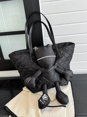 Velika torba preko ramena od najlona Oxford s izvezenim kariranim uzorkom, ženska torba, svestrana tote torba, putna torba velike kapacitete, torba za lutku