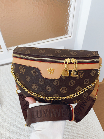 Mala PVC torbica u obliku polumjeseca s retro otiskom, crossbody/na rame torba za svakodnevnu upotrebu, jesen 2025