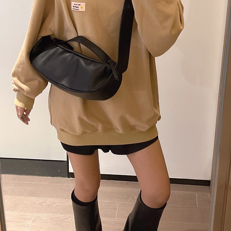 Ženska crossbody torba u obliku polumjeseca, 2025 trend hongkonškog stila, svakodnevna gradska torba, PU koža