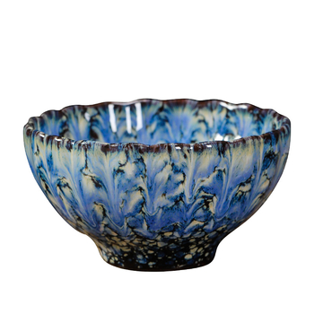Ceașcă ceramică de ceai cu floare de lotus argintie încrustată, stil Tianmu, de înaltă calitate