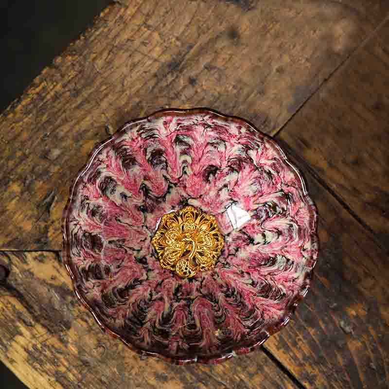 Ceașcă ceramică de ceai cu floare de lotus argintie încrustată, stil Tianmu, de înaltă calitate