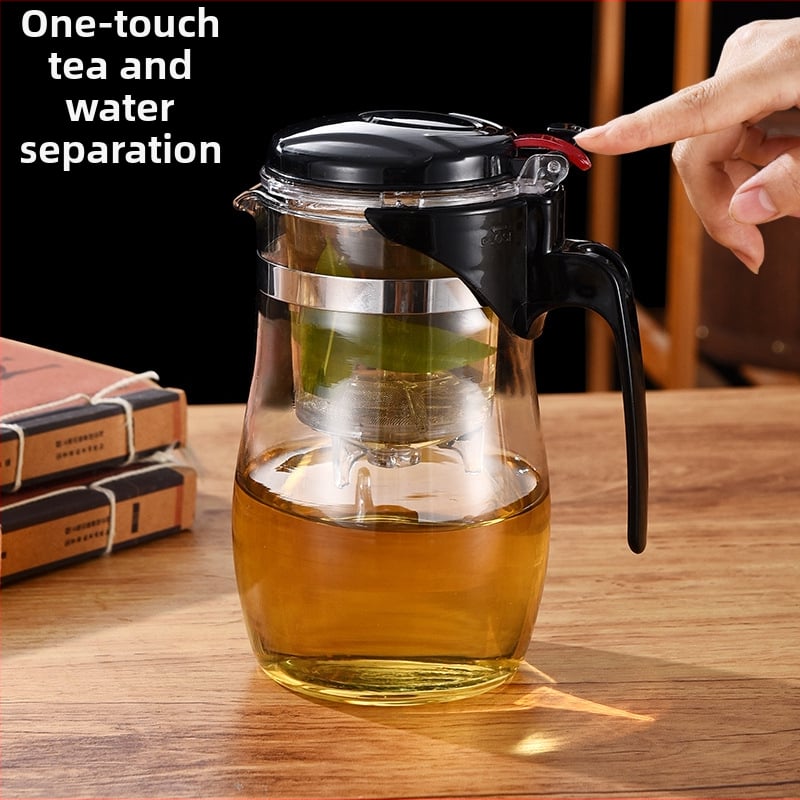 Infuzor de ceai elegant cu separare între ceai și apă, set de ceai din sticlă rezistent la temperaturi înalte, filtru pentru ceai, ceașcă de ceai cu capacitate mare