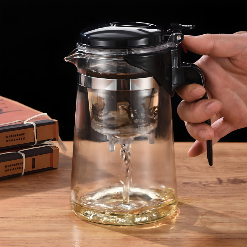 Infuzor de ceai elegant cu separare între ceai și apă, set de ceai din sticlă rezistent la temperaturi înalte, filtru pentru ceai, ceașcă de ceai cu capacitate mare